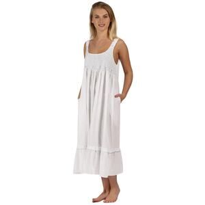 The 1 For U Womens Paige White Sleeveless Cotton Victorian Nightgown Small